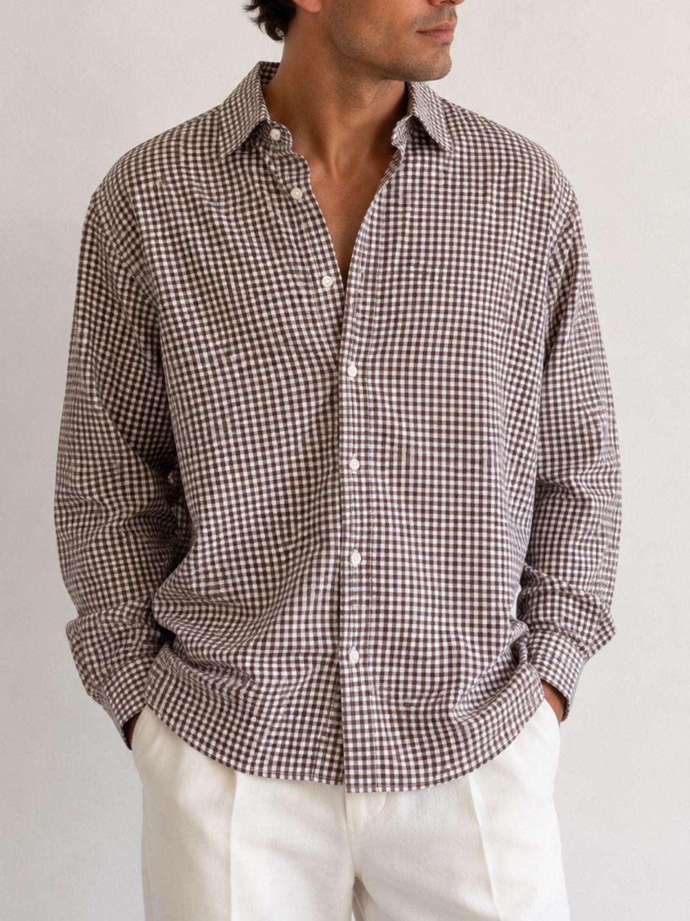 Ralph Lauren Purple Label Men’s Gingham Button Down Shirt Size XXL Brown White